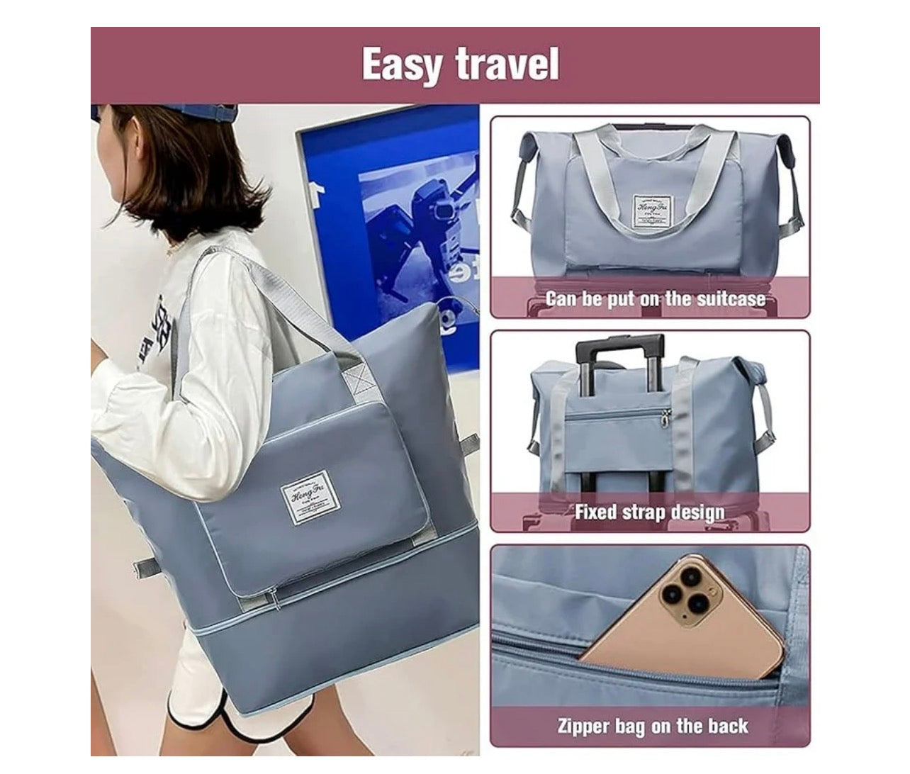 Foldable Travel Bag with Large Capacity, Foldable Sports Bag Luggage for Women Men,Waterproof