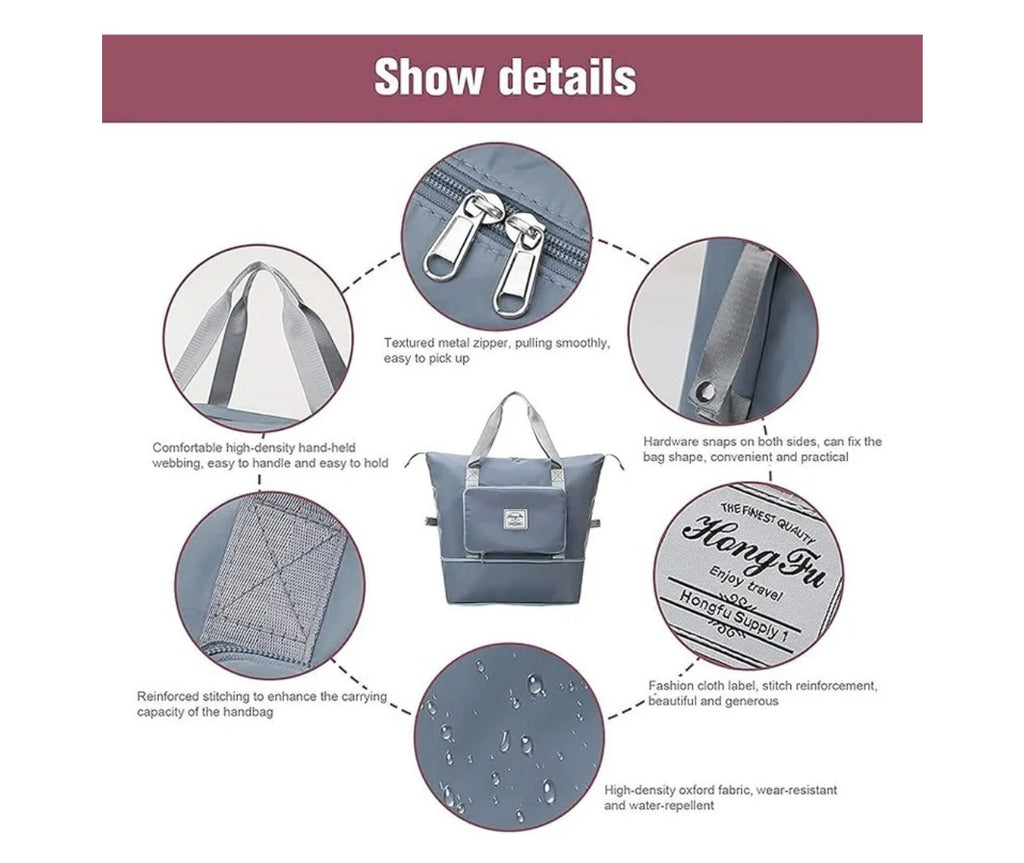 Foldable Travel Bag with Large Capacity, Foldable Sports Bag Luggage for Women Men,Waterproof