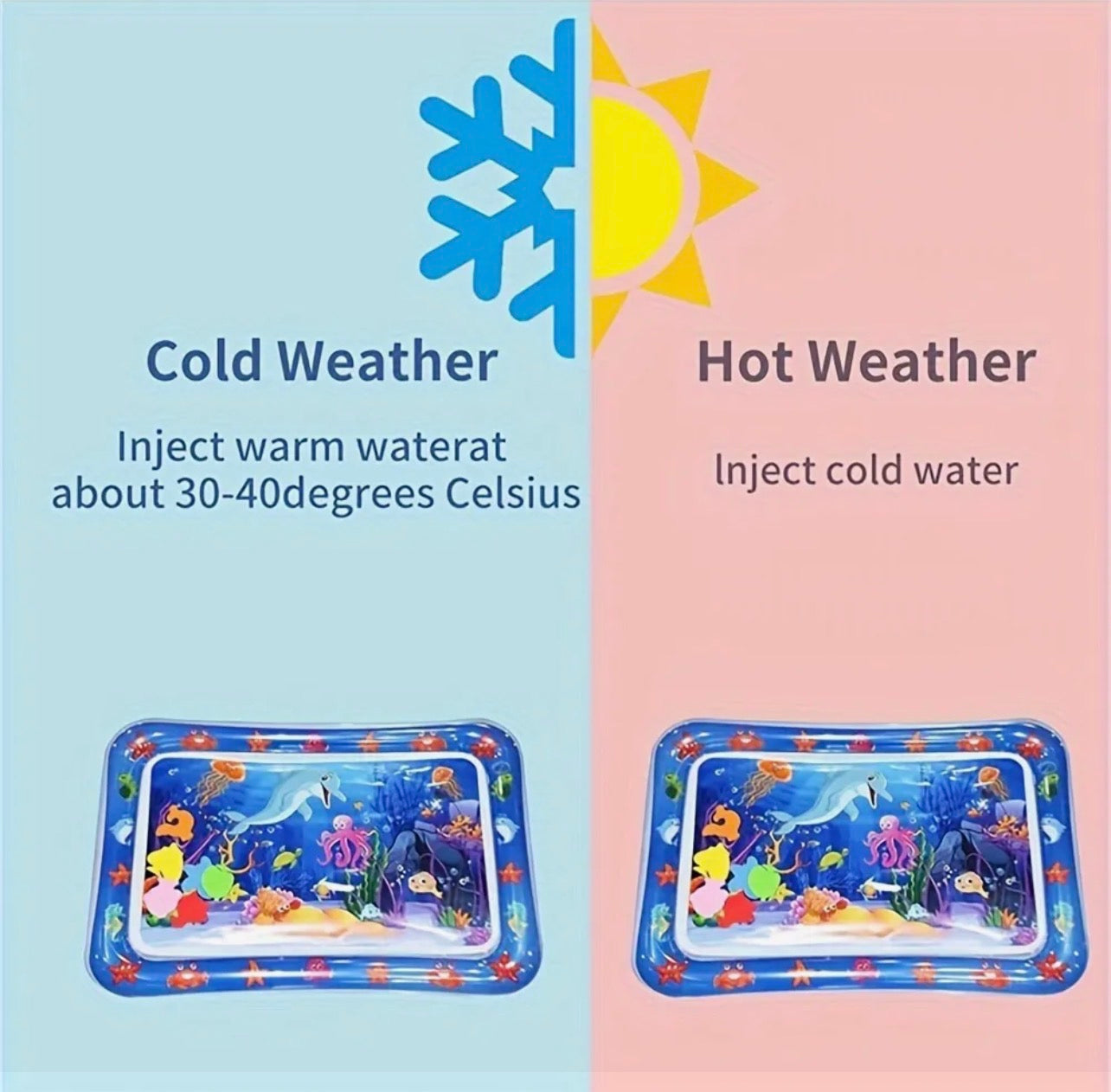 Baby Water Play Mat Inflatable Tummy Time premium mat