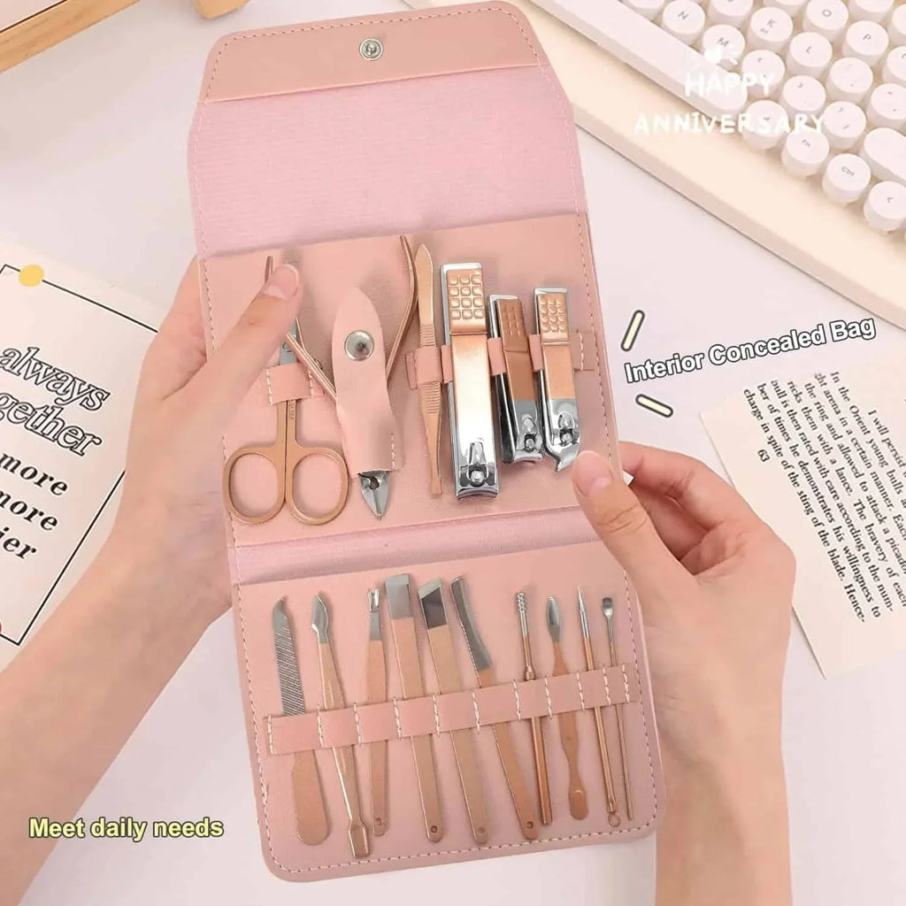 Manicure Pedicure Grooming Kit, Stainless Steel set, Nail cutter set, Nails Care, Clipper, Nails tool Set, Professional Spa kit, Nipper, 16pcs set Shopcify