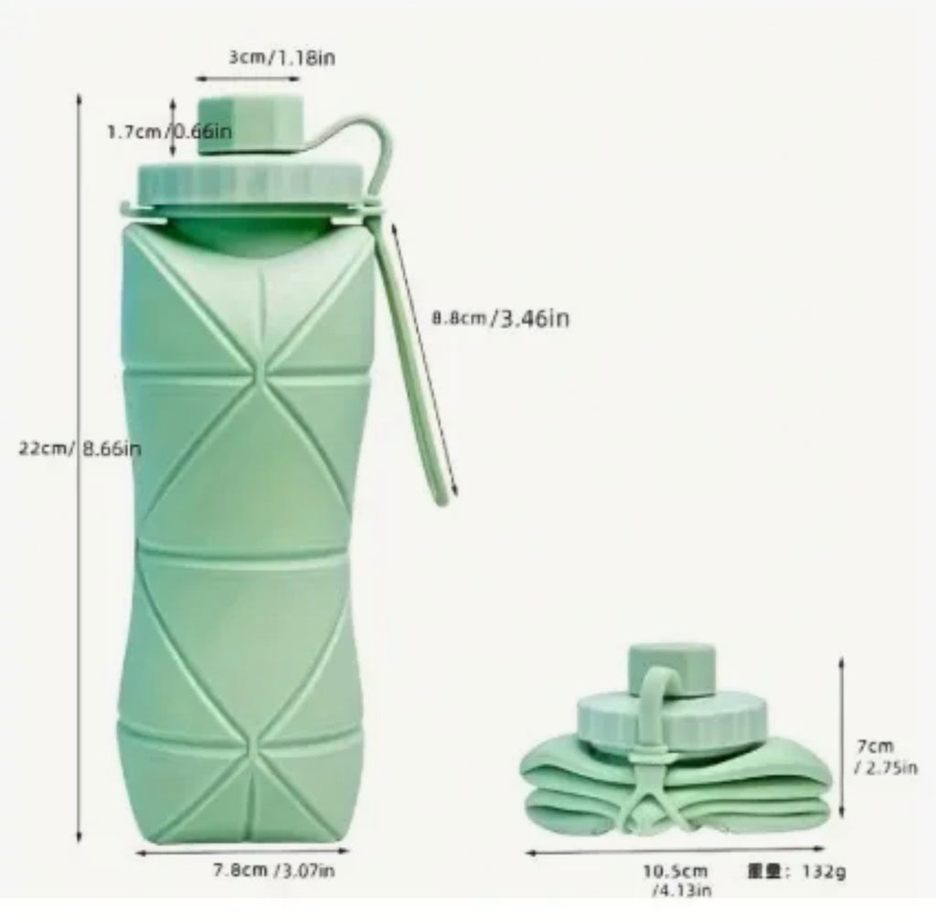 600ml Foldable Silicone Water Bottle – UltraSlim, Leak-Proof & Lightweight – Portable & Collapsible