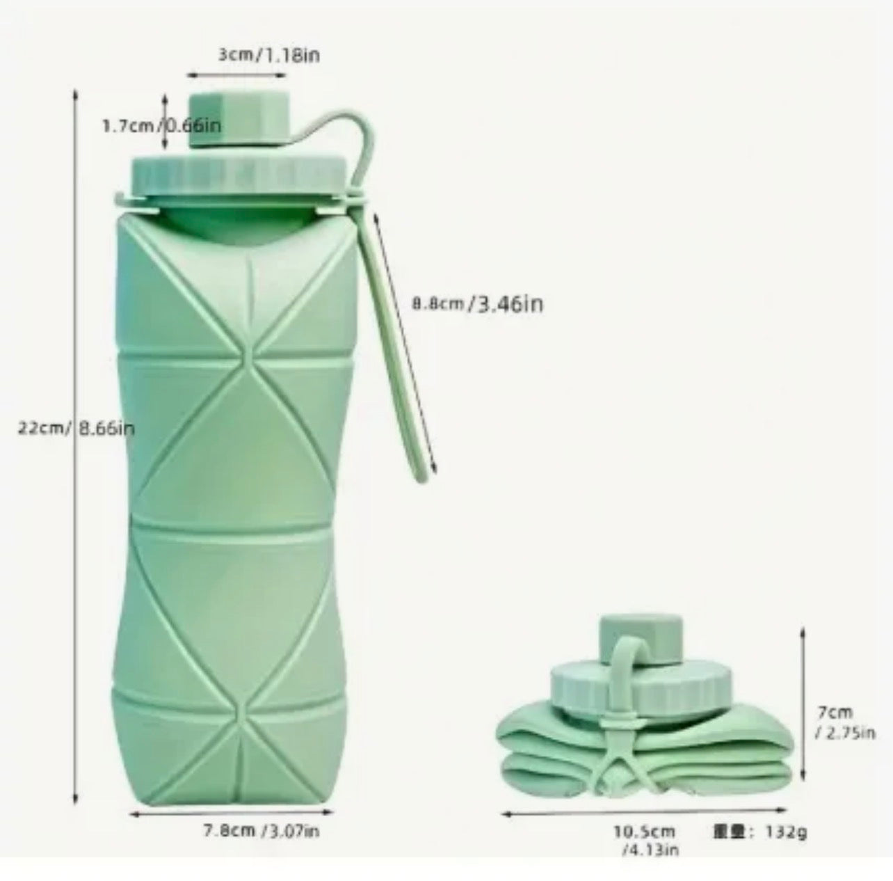 600ml Foldable Silicone Water Bottle – UltraSlim, Leak-Proof & Lightweight – Portable & Collapsible